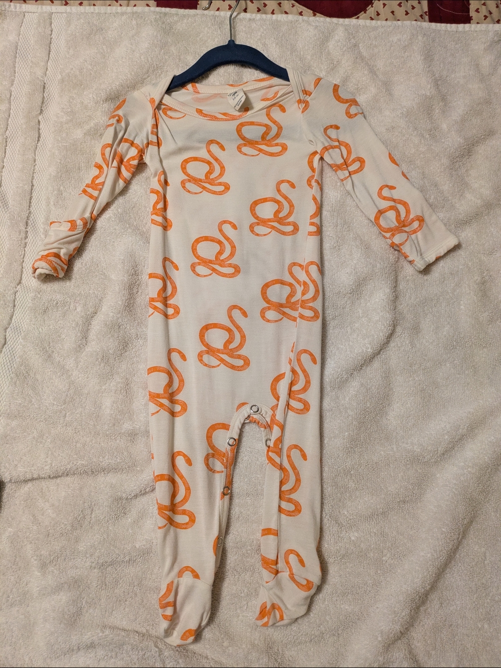 kate quinn Cream Footed One-Piece with Orange Swirl Print